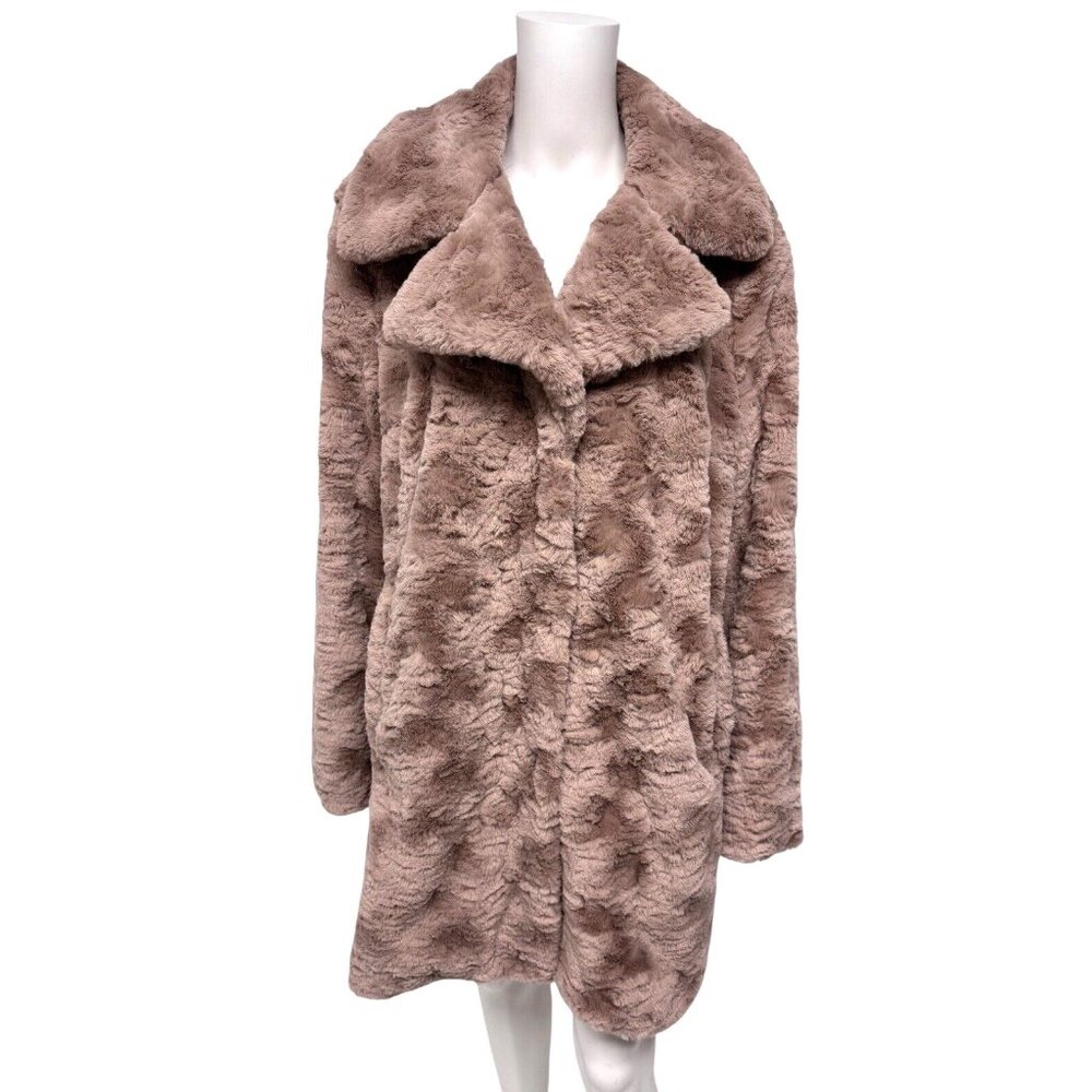 Kenneth Cole new york womens faux furcoat blush pink notch collar size XL/TG